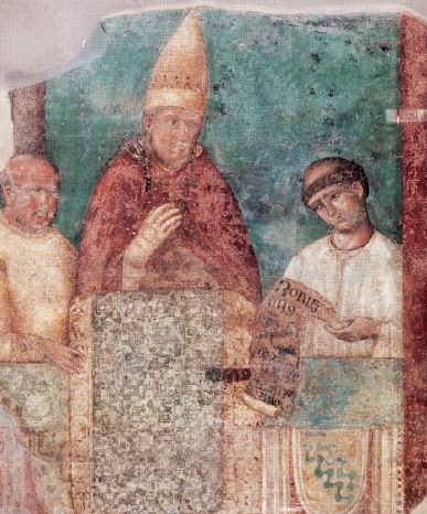 Pope Boniface VIII  ca. 1300  served 1294-1303  by Giotto di Bondone   at San Giovanni in Laterano Rome